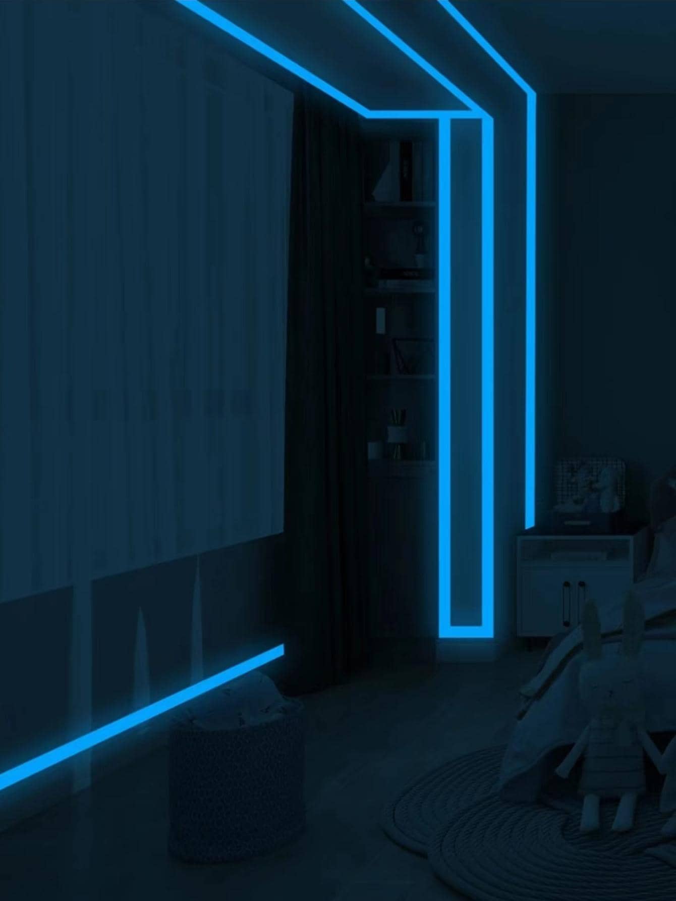 1roll PVC Glow In Dark Floor Sealing Sticker, Modern Solid Color Floor Sealing Sticker For Home - Blue - View 1