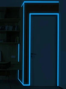 1roll PVC Glow In Dark Floor Sealing Sticker, Modern Solid Color Floor Sealing Sticker For Home - Blue - View 3