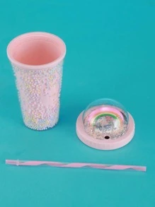 1入組彩虹裝飾平底無腳杯 - 粉色 - 查看 6