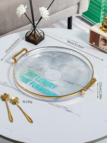 1 pieza Bandeja con estampado de letra redondo con asa - transparente - Ver 2