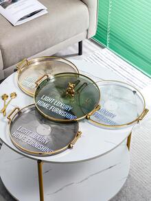 1 pieza Bandeja con estampado de letra redondo con asa - transparente - Ver 5