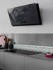 1pc Geometric Pattern Floor Sealing Sticker, PVC Peel And Stick Wall Waistline Decoration Sticker, For Home - Multicolor - View 1