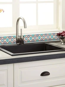 1pc Geometric Pattern Floor Sealing Sticker, PVC Peel And Stick Wall Waistline Decoration Sticker, For Home - Multicolor - View 4