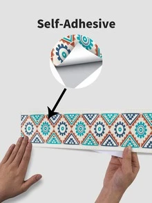 1pc Geometric Pattern Floor Sealing Sticker, PVC Peel And Stick Wall Waistline Decoration Sticker, For Home - Multicolor - View 7