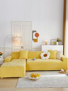 1pc Solid Color Sofa Slipcover - Yellow - View 3