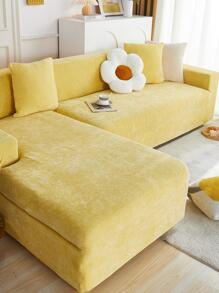 1pc Solid Color Sofa Slipcover - Yellow - View 4