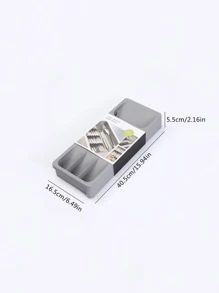 1pc Multi-grid Flatware Storage Box - Grey - View 2