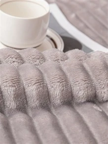 1入組素色毛茸茸毯子 - 銀色 - 查看 2