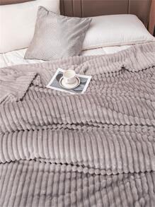 1入組素色毛茸茸毯子 - 銀色 - 查看 5