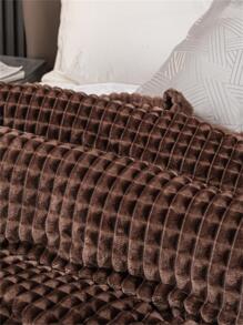 1入組素色毛毯咖啡棕色舒適床上睡毯適用於臥室 - 咖啡棕 - 查看 4