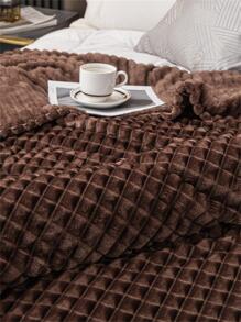 1入組素色毛毯咖啡棕色舒適床上睡毯適用於臥室 - 咖啡棕 - 查看 3