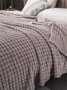 1pc Solid Color Blanket - Silver - View 1