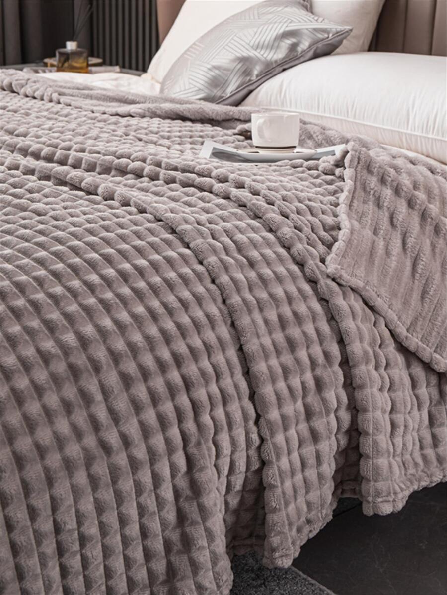 1pc Solid Color Blanket - Silver - View 1