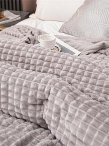 1pc Solid Color Blanket - Silver - View 4