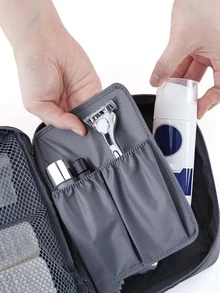 1pc Portable Travel Storage Bag For Travel Storage Bag,Makeup Bag,Cosmetic Bag,Vacation Organizer,Large Capacity Makeup Organizer Makeup Case, For Lipstick, Brush, Skincare, Mobile Phone, Coin, Small Items, For Home,Gift,Vacation And Festival Halloween Christmas Multifunctional Use - Grey - View 4