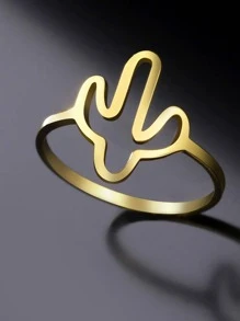 Cactus Decor Ring - Yellow Gold - View 2