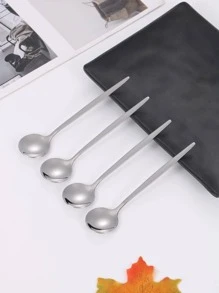12入組/套不銹鋼勺子極簡甜品勺送禮 - 銀色 - 查看 3