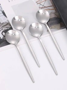 12入組/套不銹鋼勺子極簡甜品勺送禮 - 銀色 - 查看 5