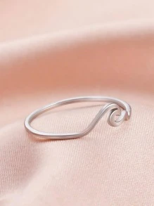 1入組時尚不銹鋼Wace設計女士戒指適合日常裝飾 - 銀色 - 查看 1