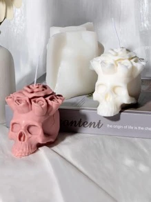 1入組花卉圖案和頭骨設計DIY矽膠矽膠模具 - 白色 - 查看 1