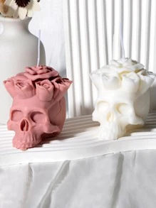 1入組花卉圖案和頭骨設計DIY矽膠矽膠模具 - 白色 - 查看 7