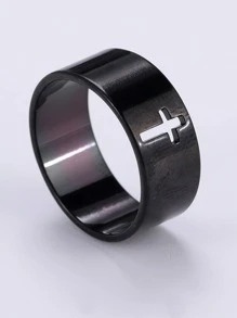 Anillo patrón cruzado - Negro - Ver 2