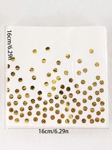 20入組/套餐巾紙圓點圖案一次性派對餐巾 - 白色 - 查看 3