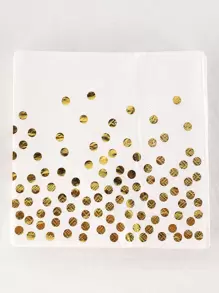 20入組/套餐巾紙圓點圖案一次性派對餐巾 - 白色 - 查看 1