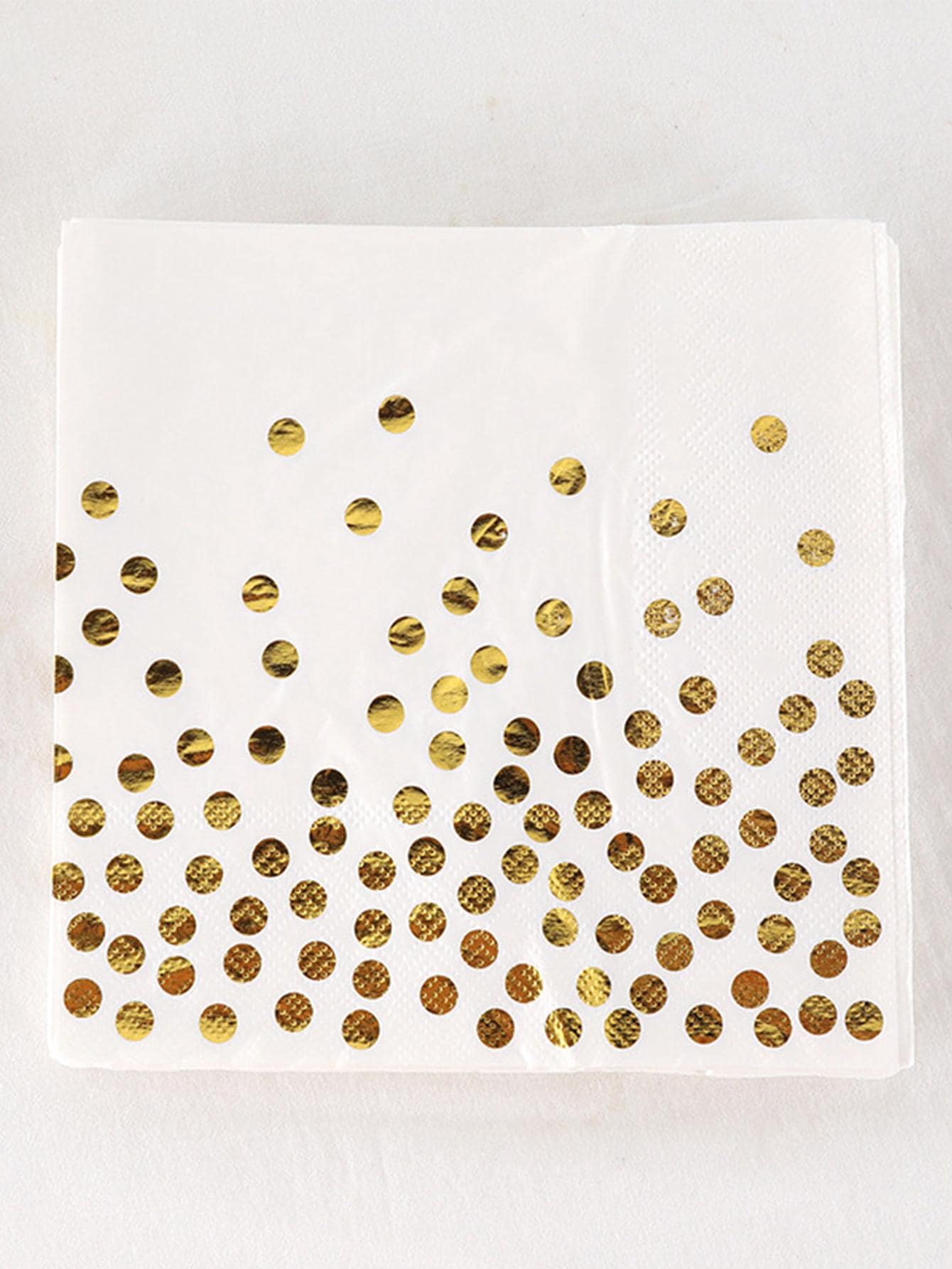 20入組/套餐巾紙圓點圖案一次性派對餐巾 - 白色 - 查看 1