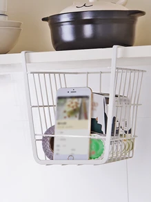 1pc Iron Storage Rack - White - View 1