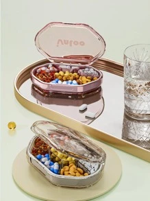 1pc Portable Pill Storage Box, Pink Small Plastic Medicine Organizer, For Outdoor, Travel - Pink - View 2