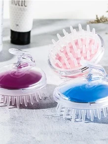 1入組塑料頭皮按摩器浴用極簡透明洗髮水按摩刷 - 綠色 - 查看 3