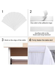 1pc Mesh Table Skirt, Pink Rectangle Table Skirt For Party - Baby Pink - View 5
