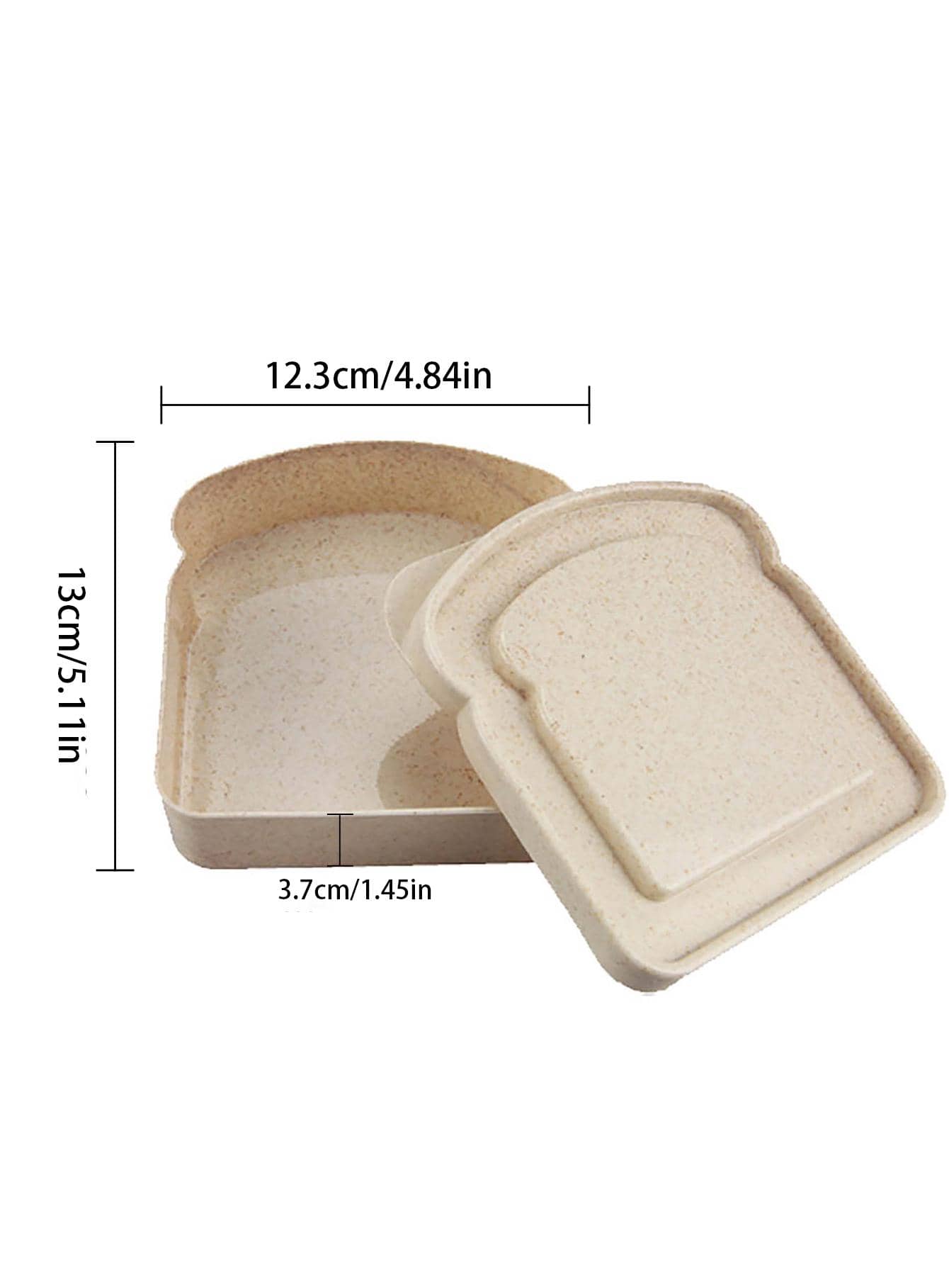 1pc Portable Bamboo Fiber Lunch Box For Toast, Bread And Sandwich