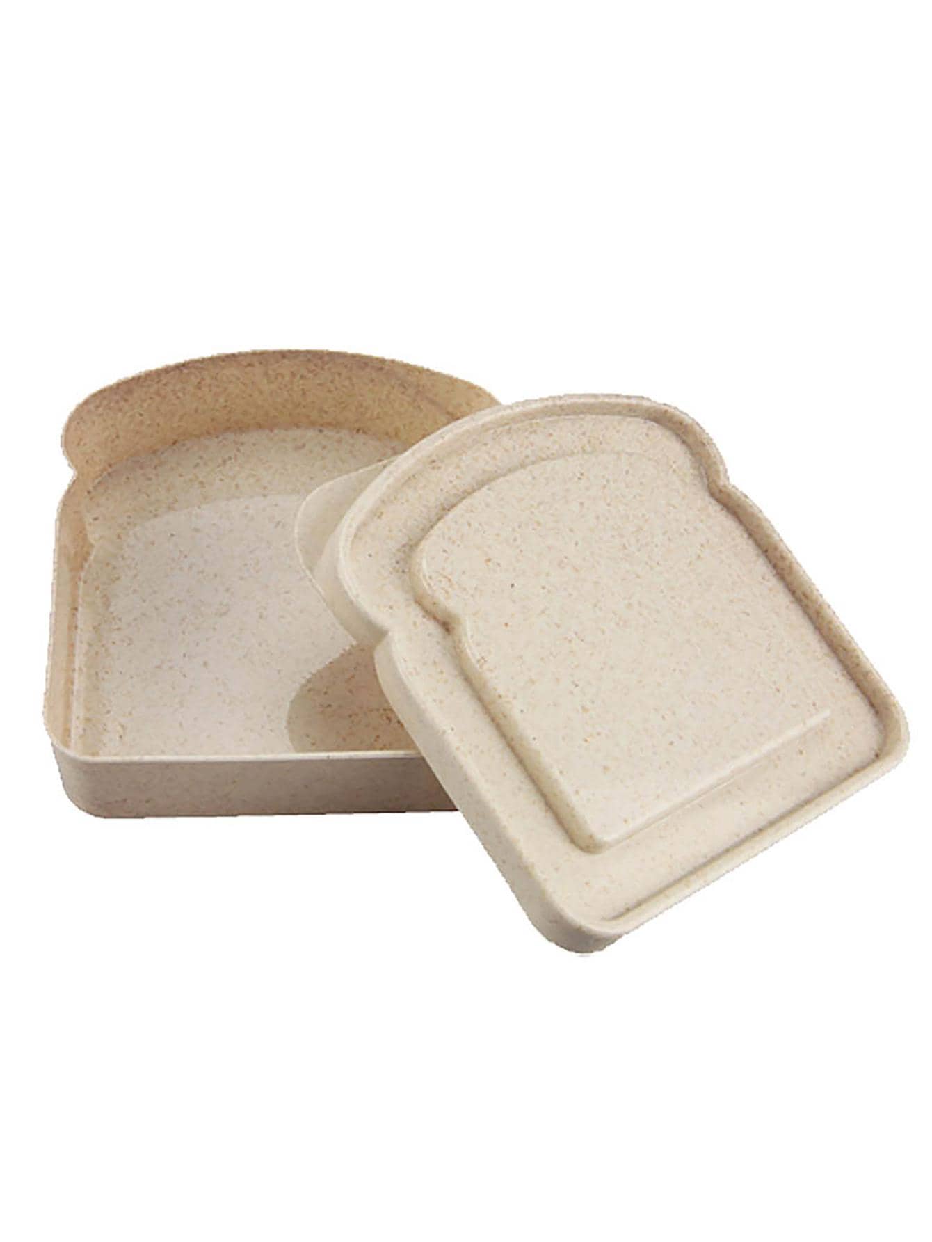 1pc Portable Bamboo Fiber Lunch Box For Toast, Bread And Sandwich