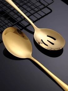 3入組/套不銹鋼勺子廚房用極簡金色湯勺 - 金色 - 查看 5