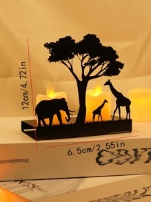 1 Đế Nến Bằng Sắt, Giá Đỡ Đèn Thiết Kế Hình Cây & Động Vật Sáng Tạo Cho Gia Đình - màu đen - Xem 3