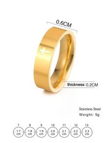 Nhẫn nam họa tiết chữ thập - Vàng - Xem 3