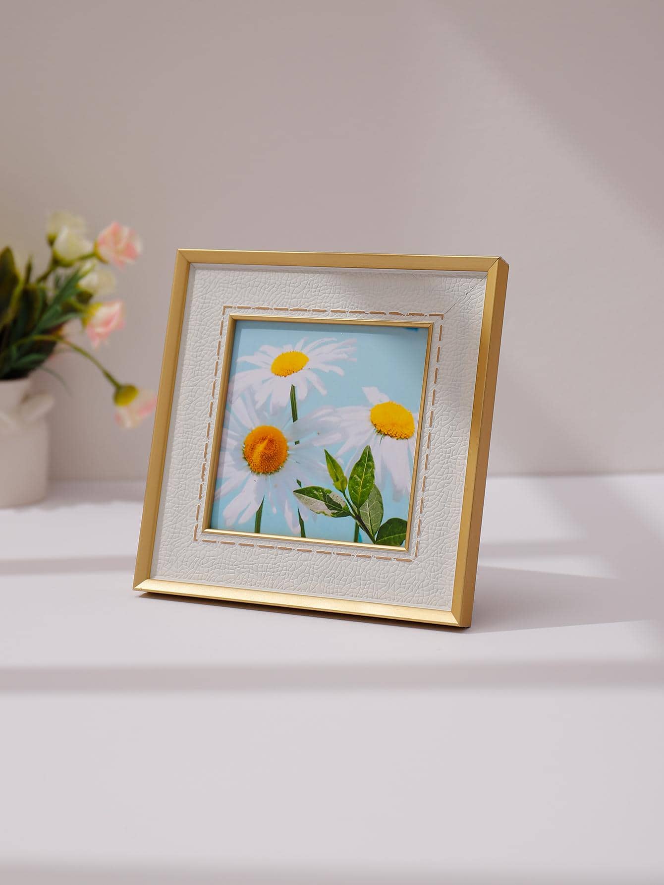 1pc PVC Photo Frame, Minimalist Plain Photo Frame For Home - White - View 1