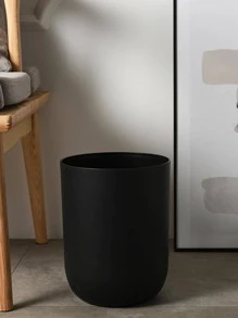 1PC Simple Trash Can For Home Use, Thickened Kitchen And Bathroom Large Capacity High-Quality Black And White Trash Can, Creative Living Room Cover - Black - View 1