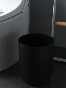 1PC Simple Trash Can For Home Use, Thickened Kitchen And Bathroom Large Capacity High-Quality Black And White Trash Can, Creative Living Room Cover - Black - View 2