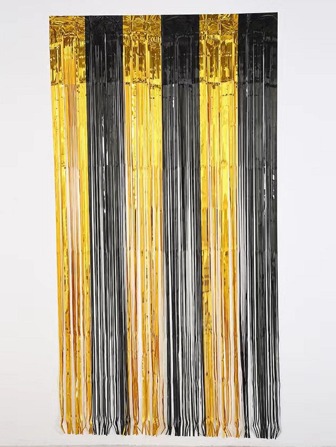 1 pièce Décoration de fond de fête Rideau de perles en plastique noir et or, Noël