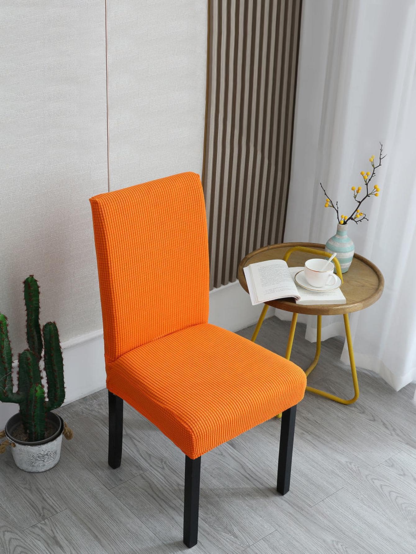 1 Tấm Bọc Ghế Sofa Màu Trơn, Tấm Bọc Ghế Sofa Polyester Tối Giản Cho Gia Đình - trái cam - Xem 1