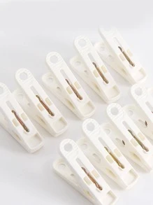 10入組多功能晾衣架家用簡約白色PP晾衣夾