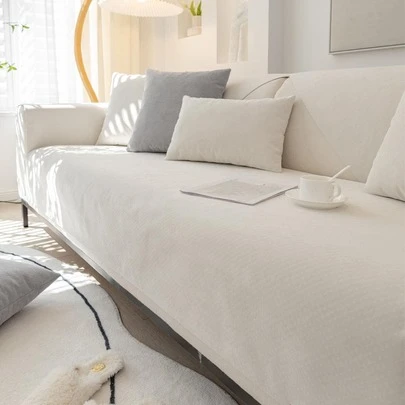 1件纯色沙发垫，四季通用沙发垫，防水防滑沙发套，防尘防污座椅保护垫，家居装饰，宠物友好，可调节，适用于卧室、办公室、客厅、L型沙发