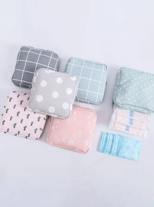 1 件/2 件 紧凑型卡通女士卫生巾架零钱包手拿包 - 淺灰色 - 查看 2