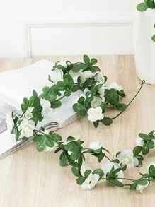 1 件人造花藤，白色塑料假花花环，适用于家居装饰、情人节、礼物 - 白色 - 查看 3