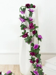 1 件人造花藤，紫色塑料假花花环，适用于家居装饰、情人节、礼物 - 紫色 - 查看 2