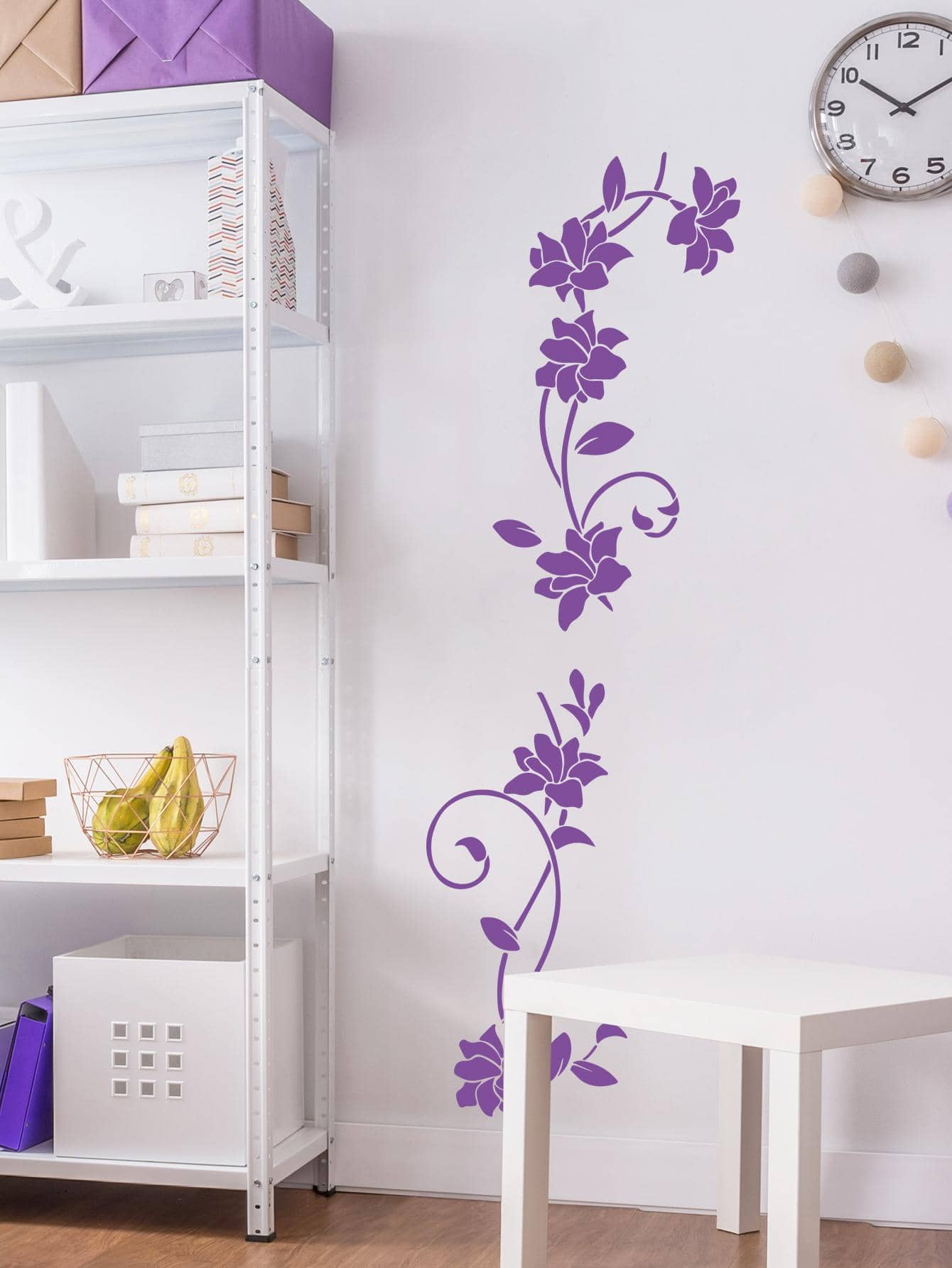1 Họa Tiết Hoa Đề Can Dán Tường Tím PVC Tự Dán Tường Nghệ Thuật Tường Cho Trang Trí Nhà - Màu tím - Xem 1
