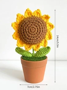 1pc Polyester Artificial Flower, Modern Artificial Sunflower For Home Decor And Party,Graduation Gift - Brown - View 4
